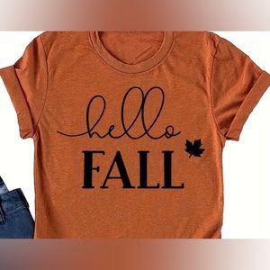 Hello Fall Pumpkin Color Súper Soft T-Shirt Sizes M